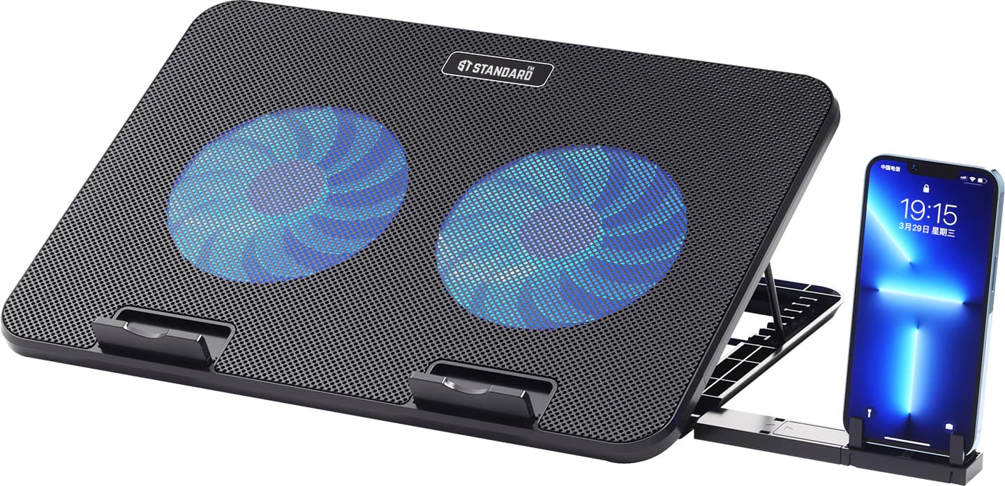 ICE-02 Laptop Cooler with Dual 125mm Fans LED Lighting Fits Up to 15.6 Laptops